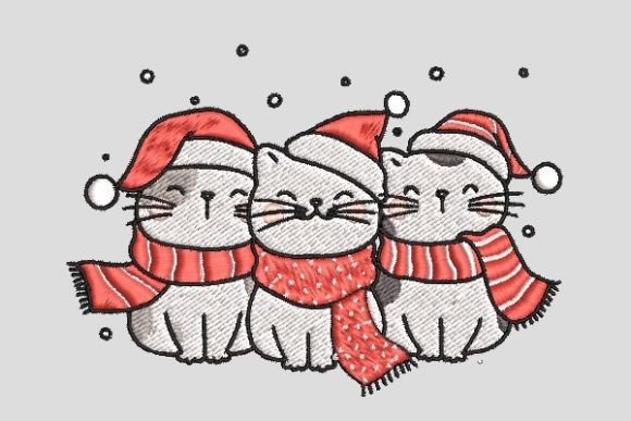 Christmas Cute White Cat Embroidery File Review