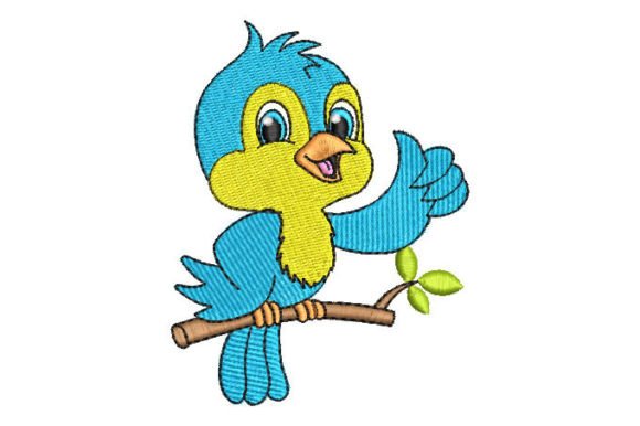 Cute Blue Bird Waving Embroidery Design Review