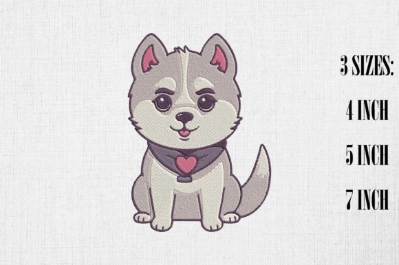 Cute Siberian Husky Embroidery Design Review
