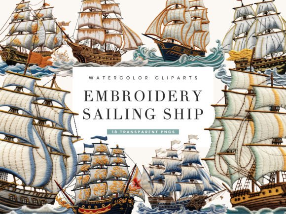 Embroidery Sailing Ship Clipart Bundle Review