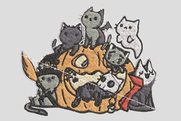 Halloween Cats with Pumpkin Embroidery File Review